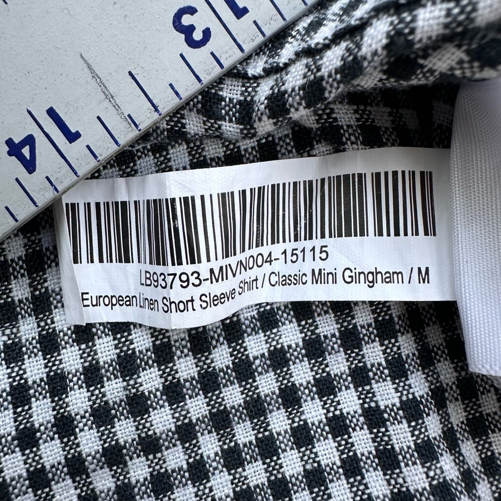 Quince 100% European Linen Shirt Black White Gingham Medium Lightweight Summer - Picture 6 of 8